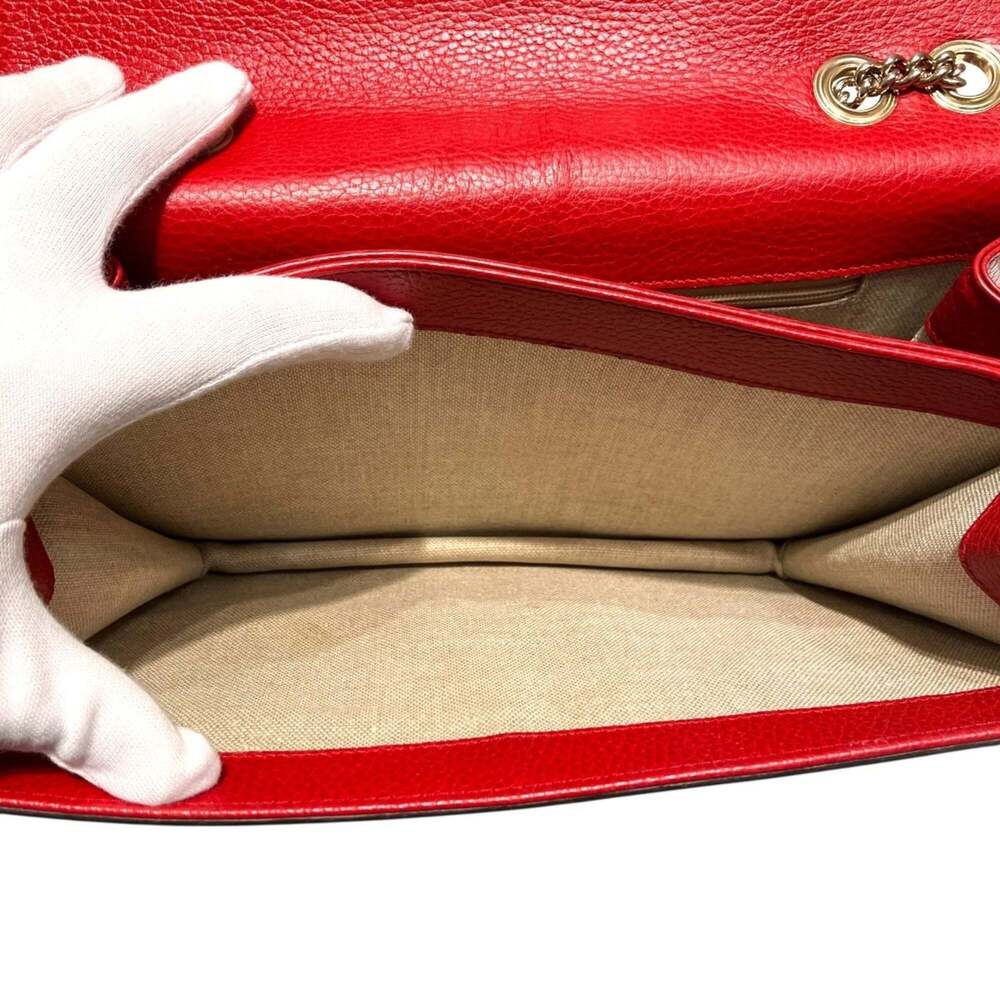 GUCCI Red Leather Shoulder Bag - Picture 8 of 9